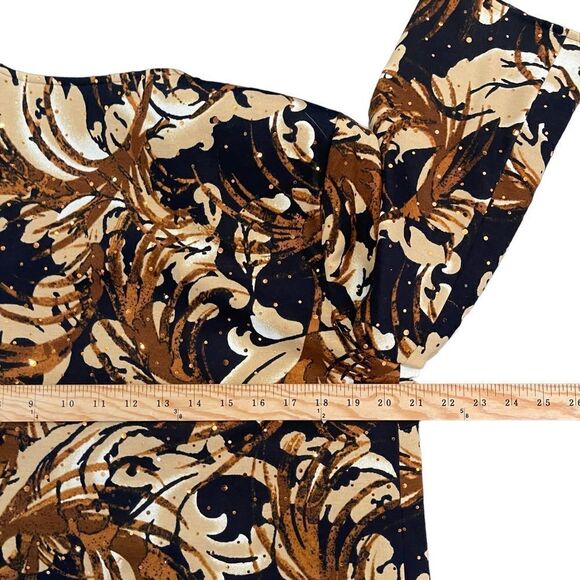 Alfred Dunner Open Blazer Brown Cream Abstract Floral Metallic Jacket Women's 8 - Picture 6 of 9